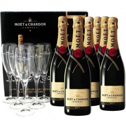 Moet Chandon Brut Imperial 6 Pack + 6 Glasses Gift Box