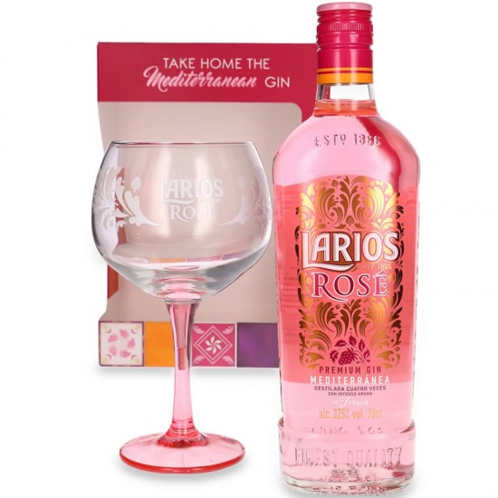 Larios Rose Gin Glass Gift Box 0.7l