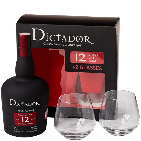 Dictador 12 Ani 2 Glasses Gift Box 0.7l