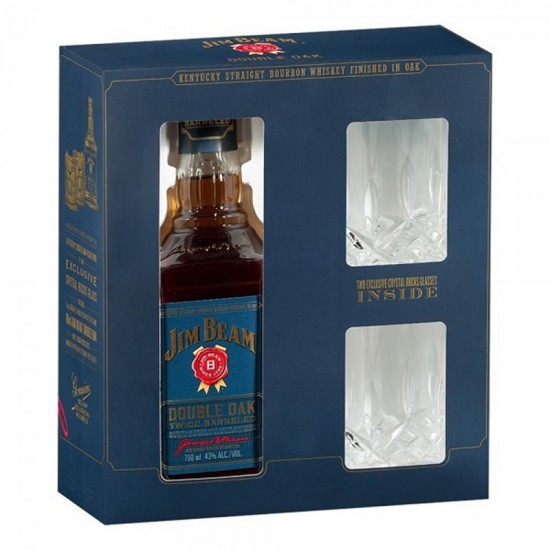 Jim Beam Double Oak 2 Glasses Gift Box 0.7l
