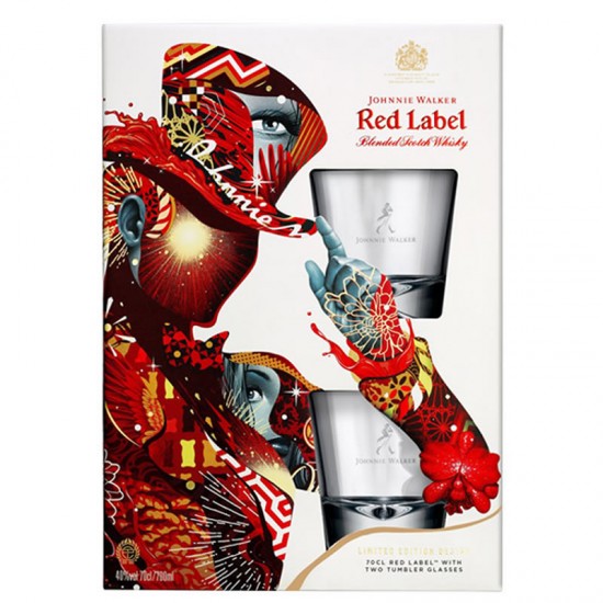 Johnnie Walker Red Label 2 Glasses Gift Box 0.7l